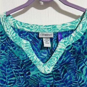 Catherines Blue and Green Patterned Blouse